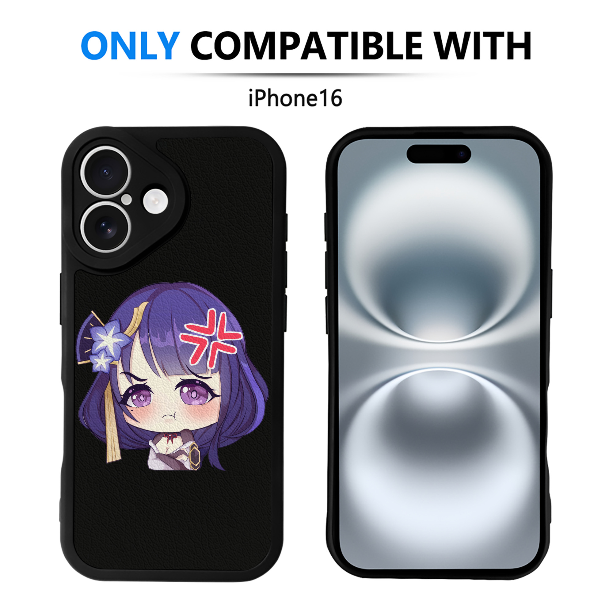 げんし神 雷電将軍 らいでんしょうぐん genshin Raiden Shogun 【iPhone 16シリーズ対応】シリコンスマホケース（レザー調） 材質：シリコン